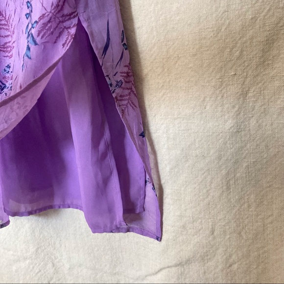 Vintage 90s Style & Co. || Fern and Floral V Neck Flutter Sleeve Maxi Dress - Picture 5 of 8